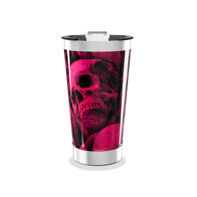 Copo Térmico - Caveira Rosa Aço Inox