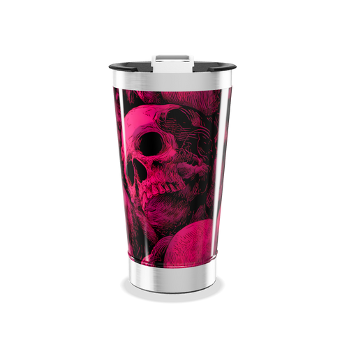 Copo Térmico - Caveira Rosa Aço Inox