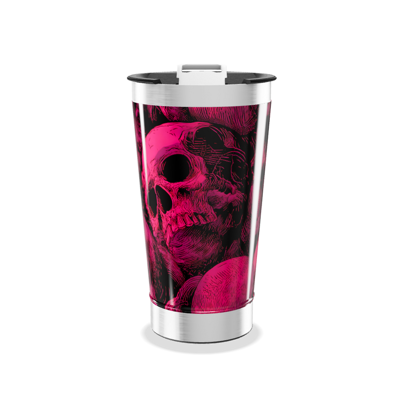 Copo Térmico - Caveira Rosa Aço Inox