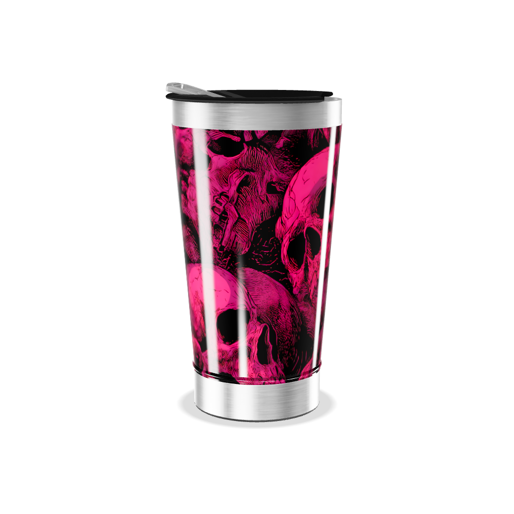 Copo Térmico - Caveira Rosa Aço Inox