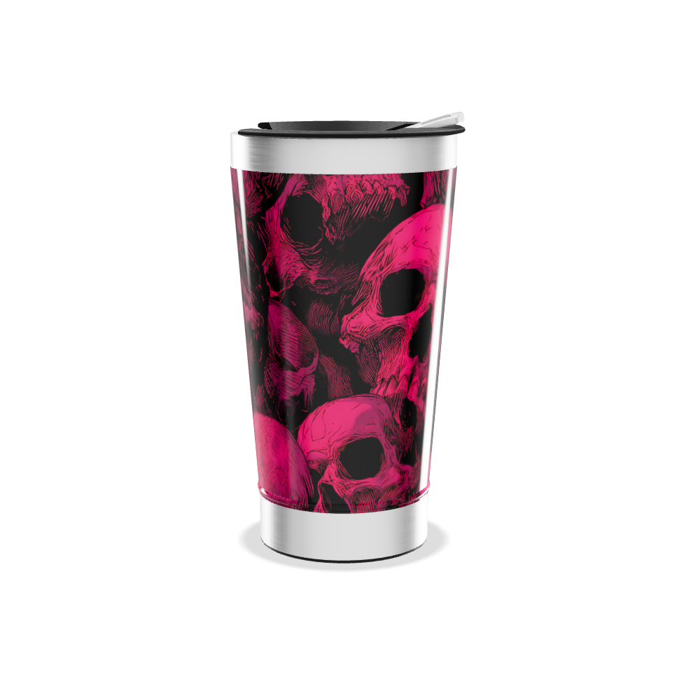 Copo Térmico - Caveira Rosa Aço Inox
