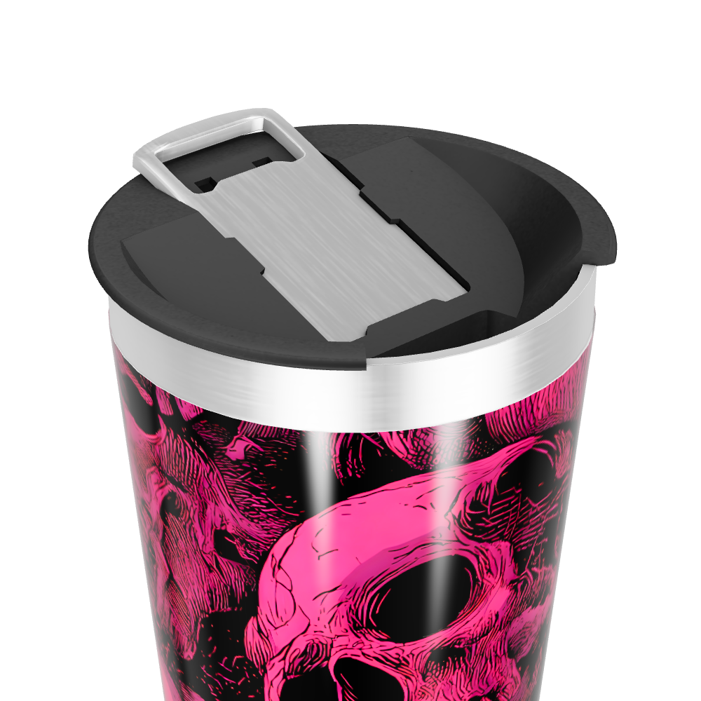 Copo Térmico - Caveira Rosa Aço Inox