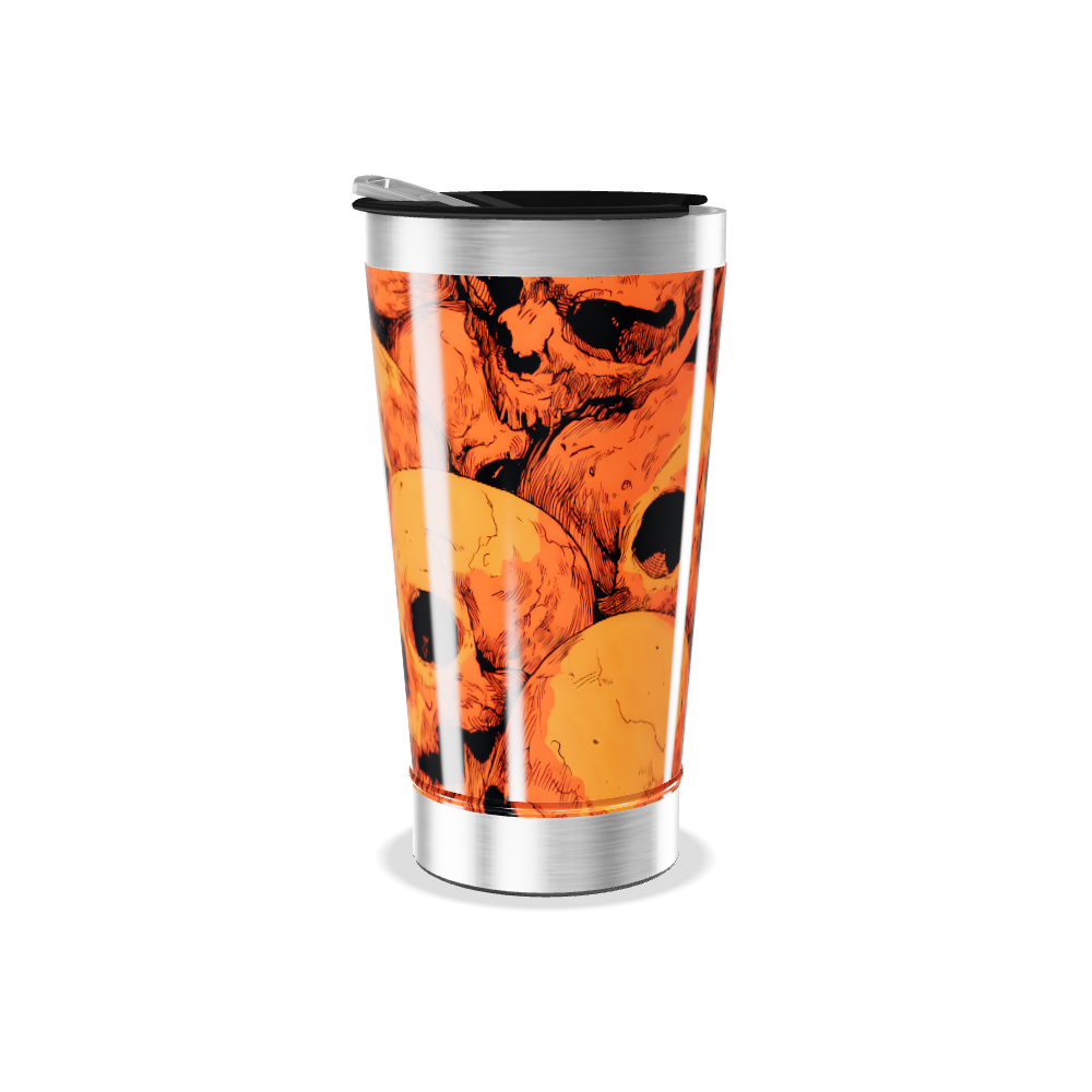 Copo Térmico - Estampa Caveiras Laranja