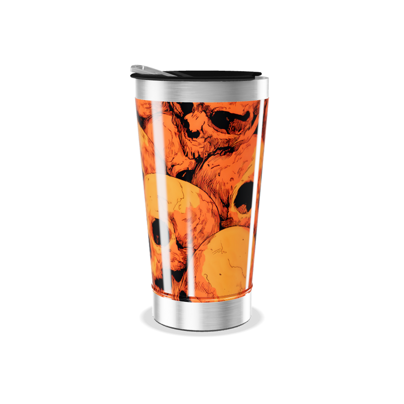 Copo Térmico - Estampa Caveiras Laranja