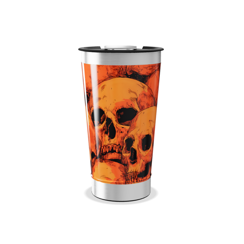 Copo Térmico - Estampa Caveiras Laranja