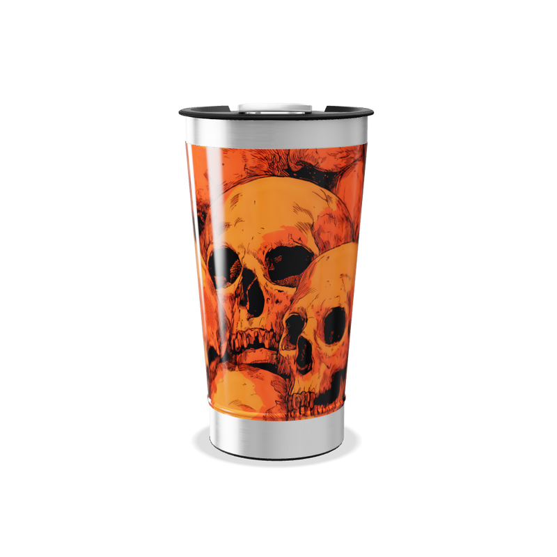 Copo Térmico - Estampa Caveiras Laranja