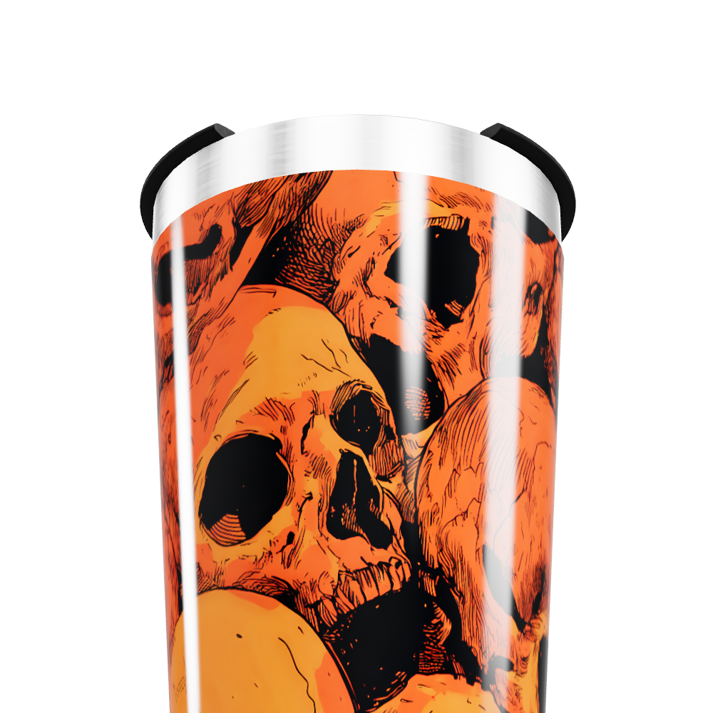 Copo Térmico - Estampa Caveiras Laranja