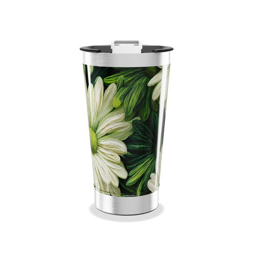 Copo Térmico - Flores Verde e Branco
