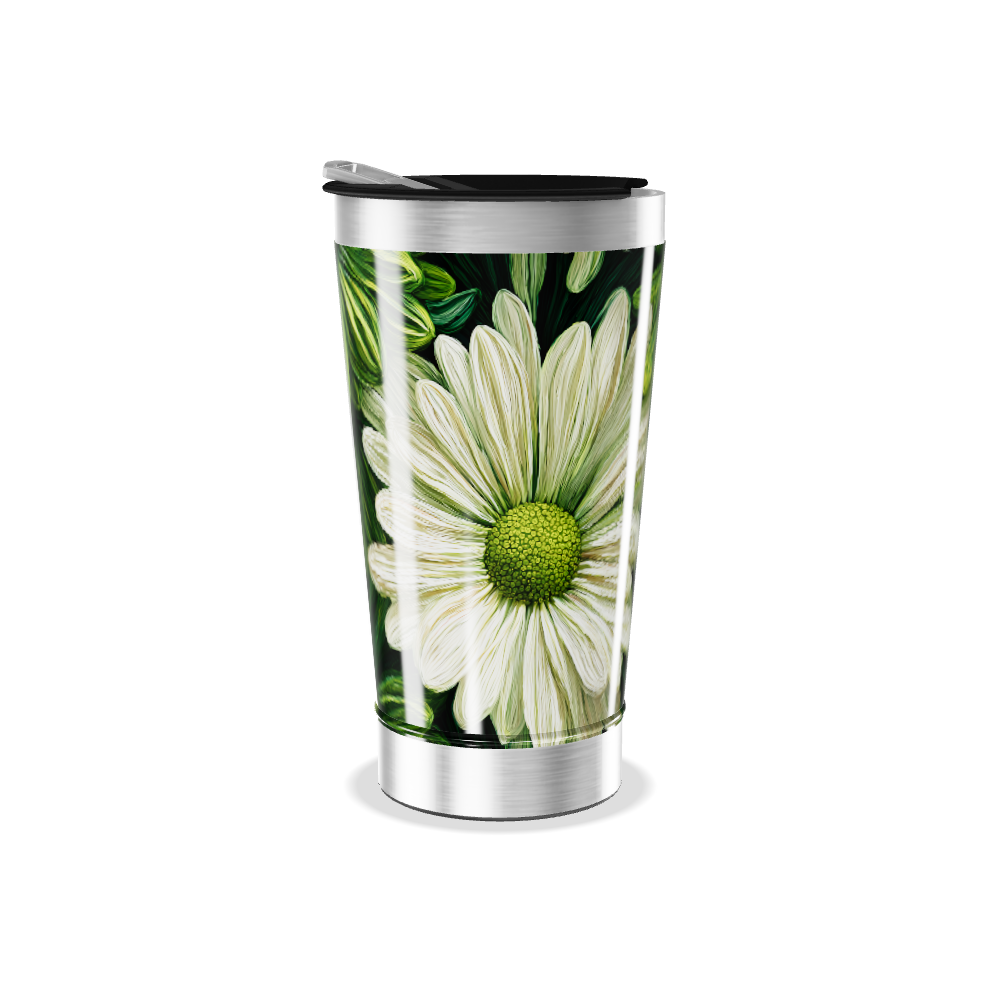 Copo Térmico - Flores Verde e Branco