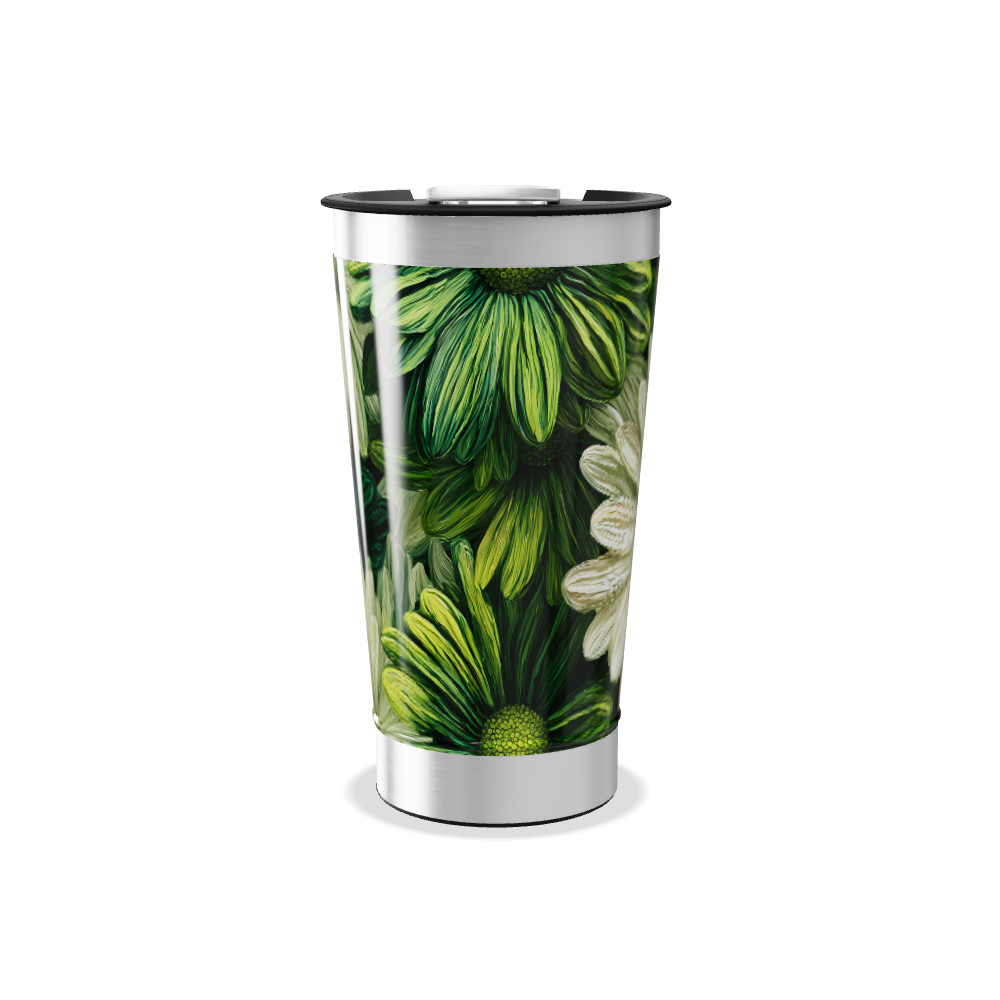 Copo Térmico - Flores Verde e Branco