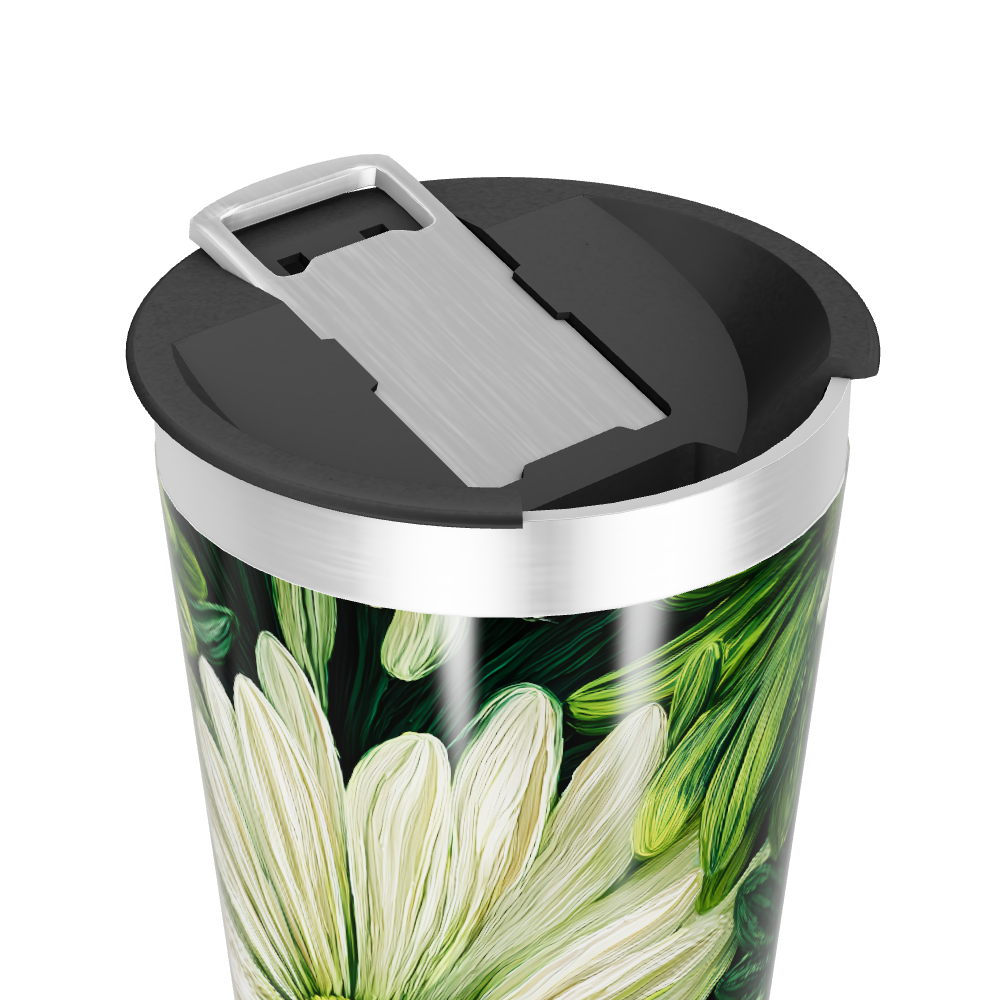 Copo Térmico - Flores Verde e Branco