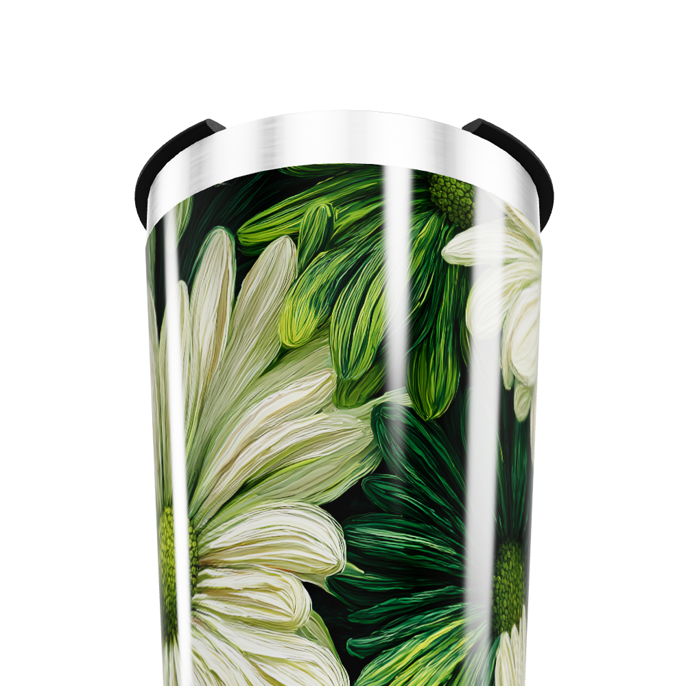 Copo Térmico - Flores Verde e Branco