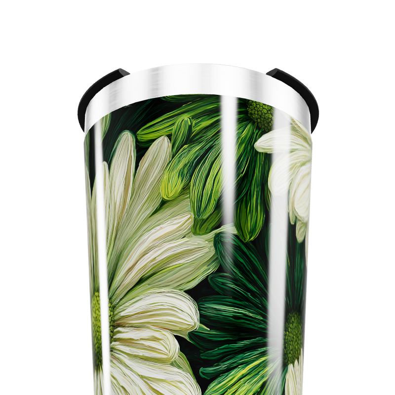 Copo Térmico - Flores Verde e Branco