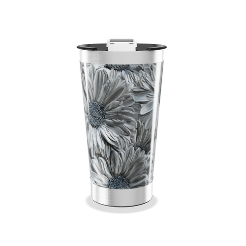 Copo Térmico - Estampa Floral Cinza