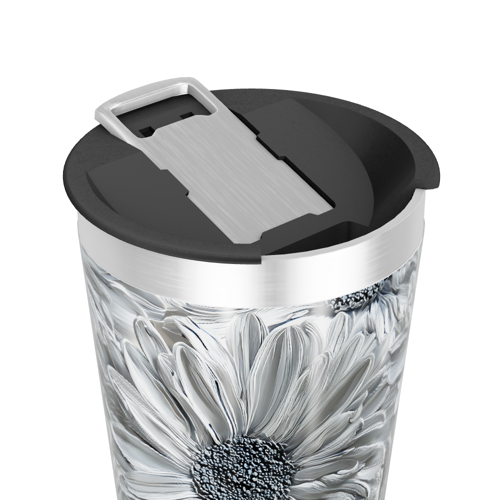 Copo Térmico - Estampa Floral Cinza