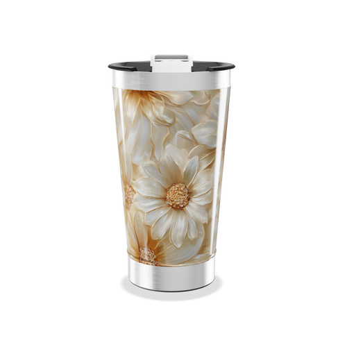 Copo Térmico - Flores Bege