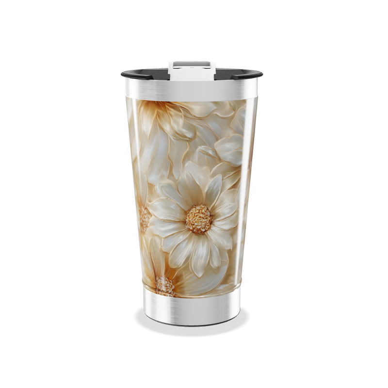 Copo Térmico - Flores Bege