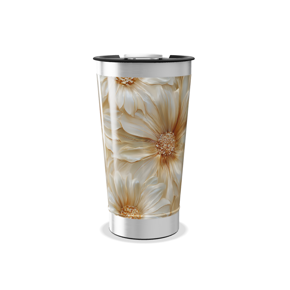 Copo Térmico - Flores Bege