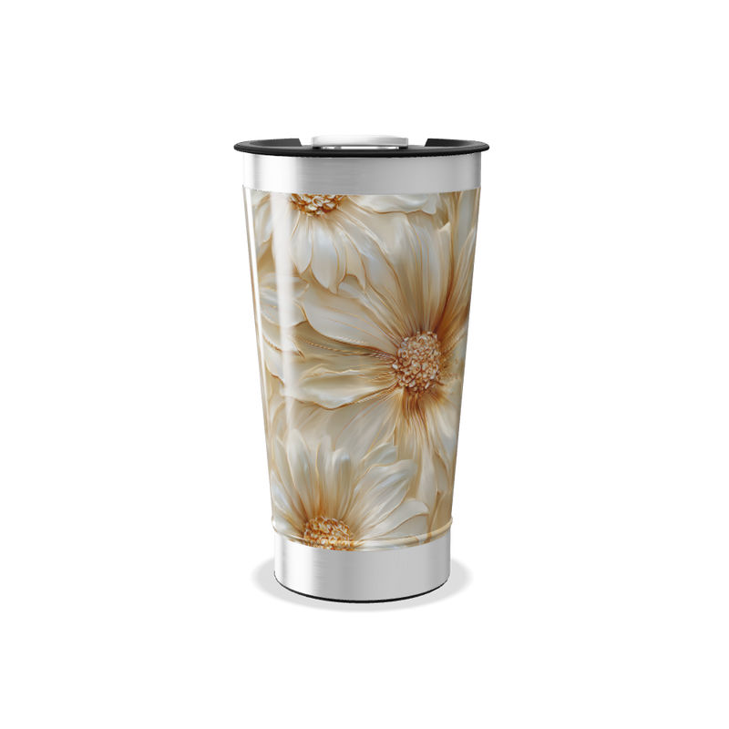 Copo Térmico - Flores Bege