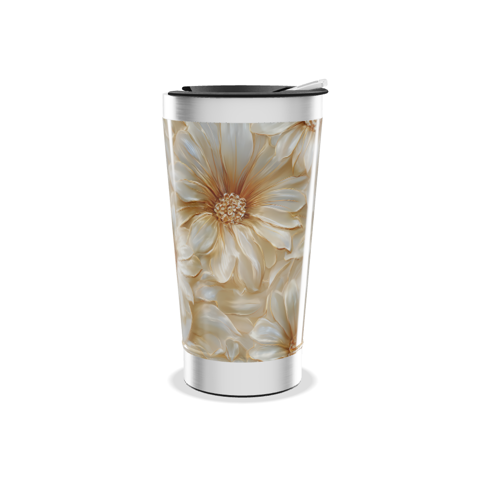 Copo Térmico - Flores Bege