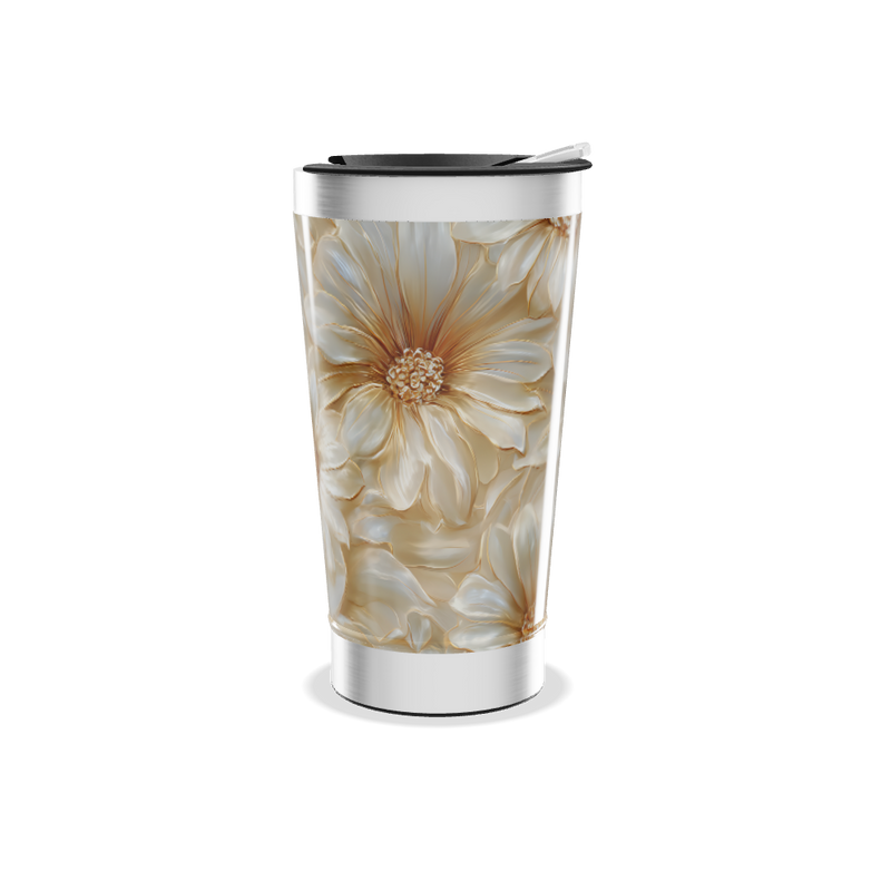 Copo Térmico - Flores Bege