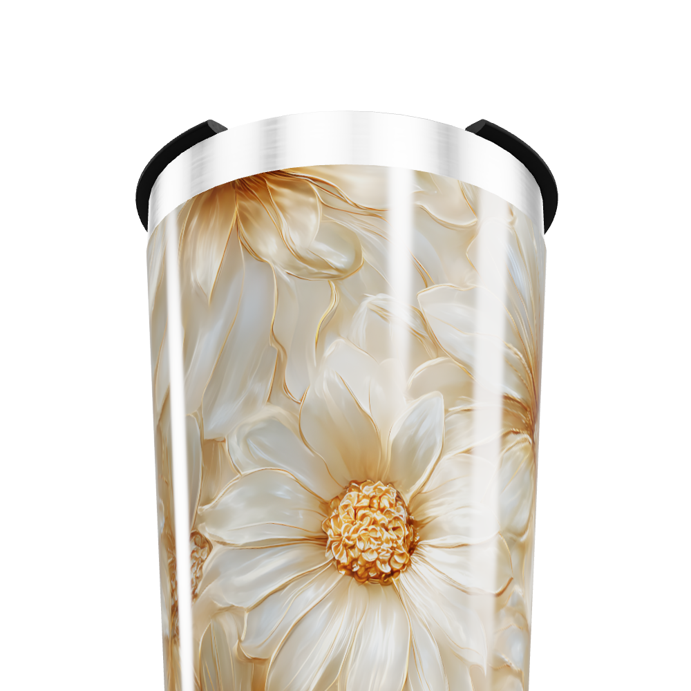 Copo Térmico - Flores Bege