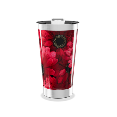 Copo Térmico - Floral Vermelho Inox