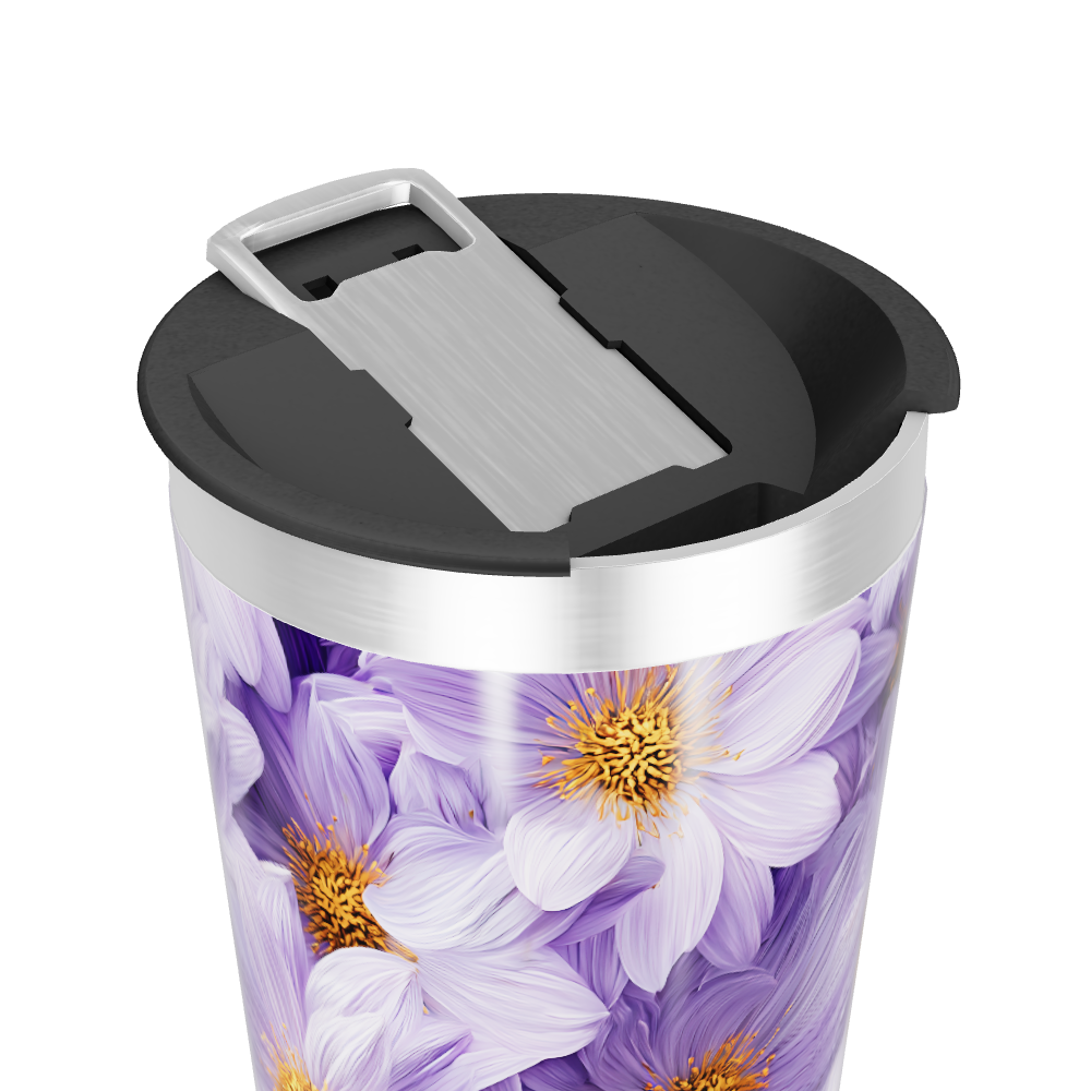 Copo Térmico - Flores Roxas Aço Inox