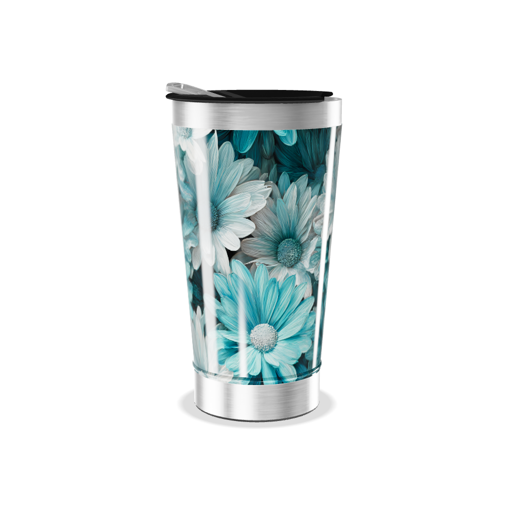 Copo Térmico - Floral Azul Aço Inox