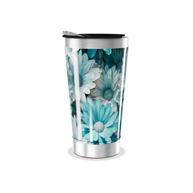 Copo Térmico - Floral Azul Aço Inox