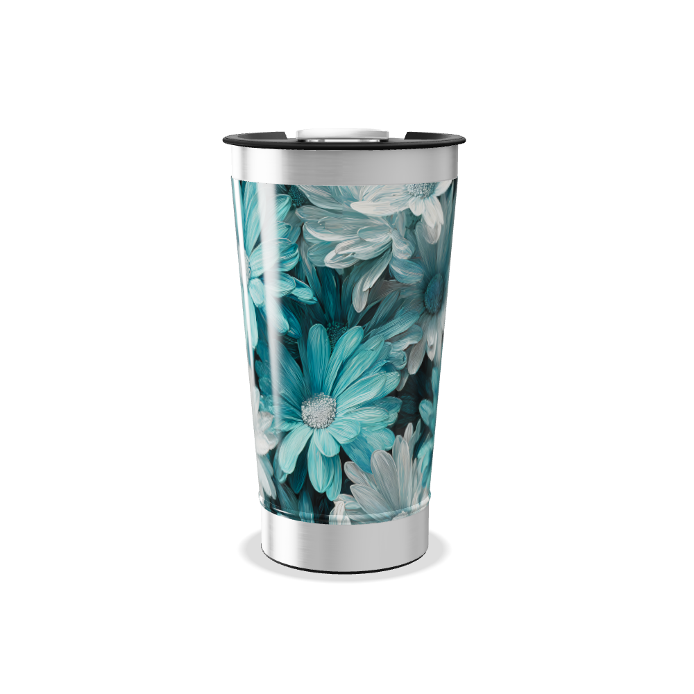 Copo Térmico - Floral Azul Aço Inox