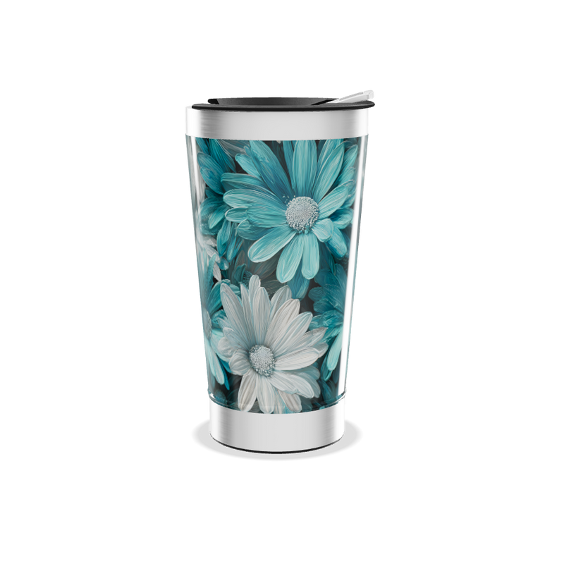 Copo Térmico - Floral Azul Aço Inox