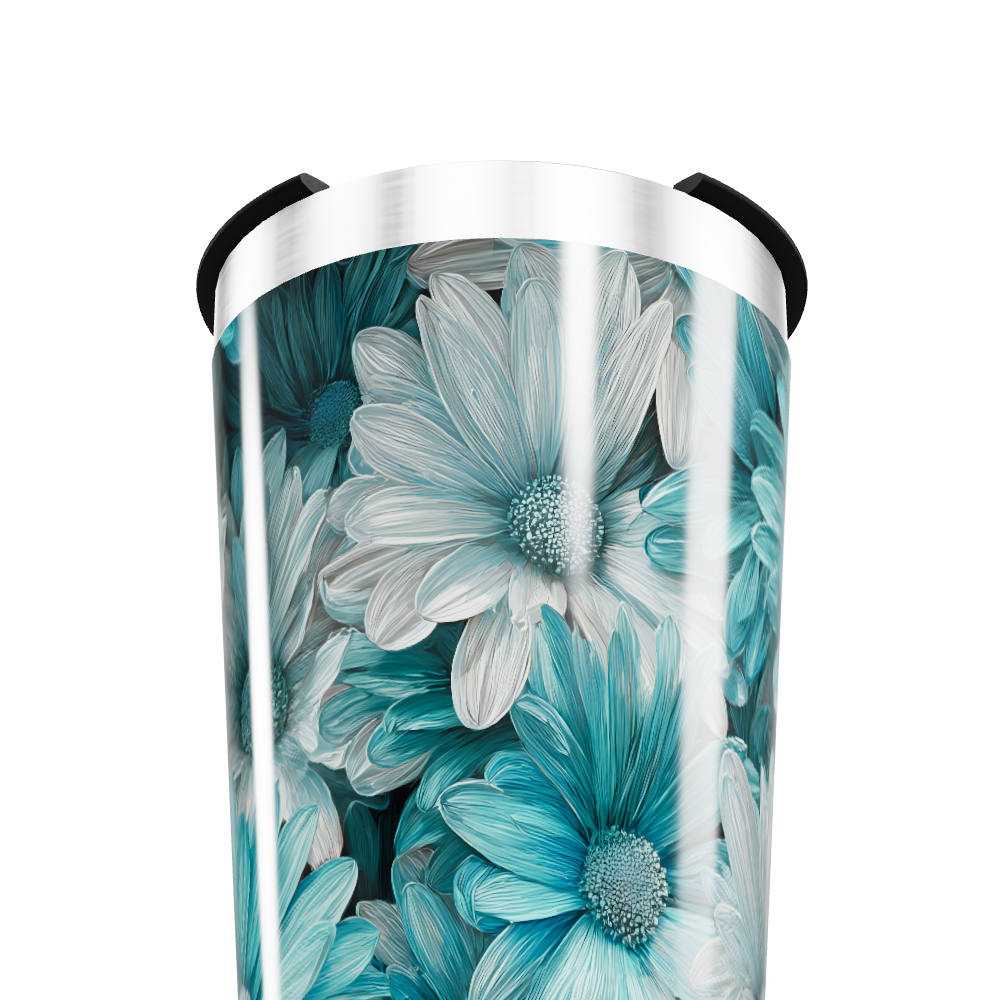 Copo Térmico - Floral Azul Aço Inox