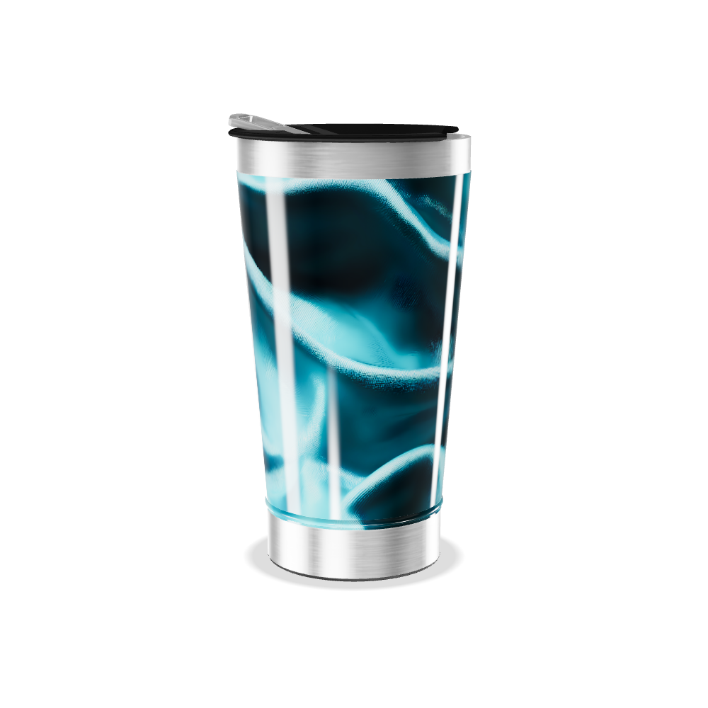 Copo Térmico - Azul com Estampa Ondulada