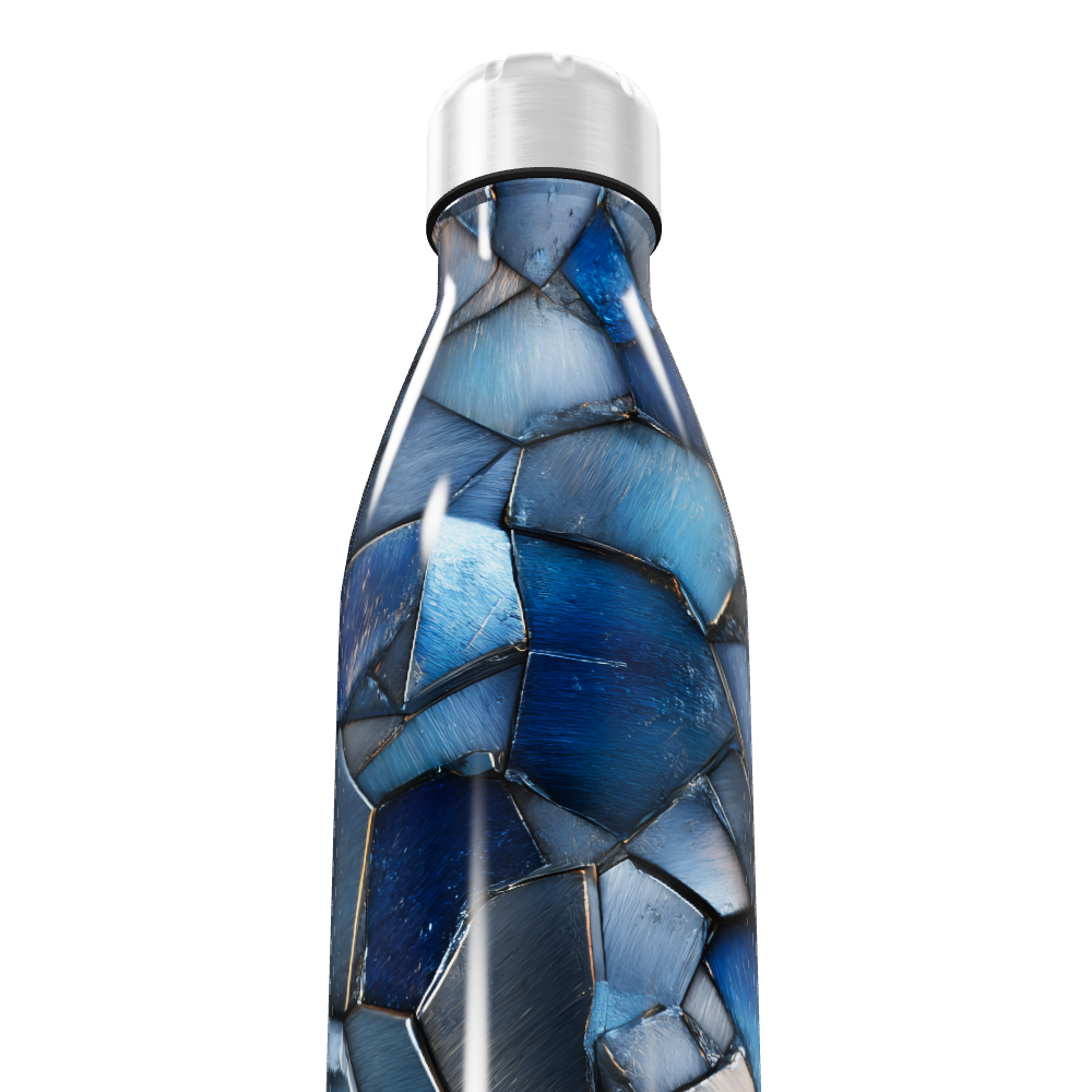 Garrafa Inox Azul - Estampa Geométrica