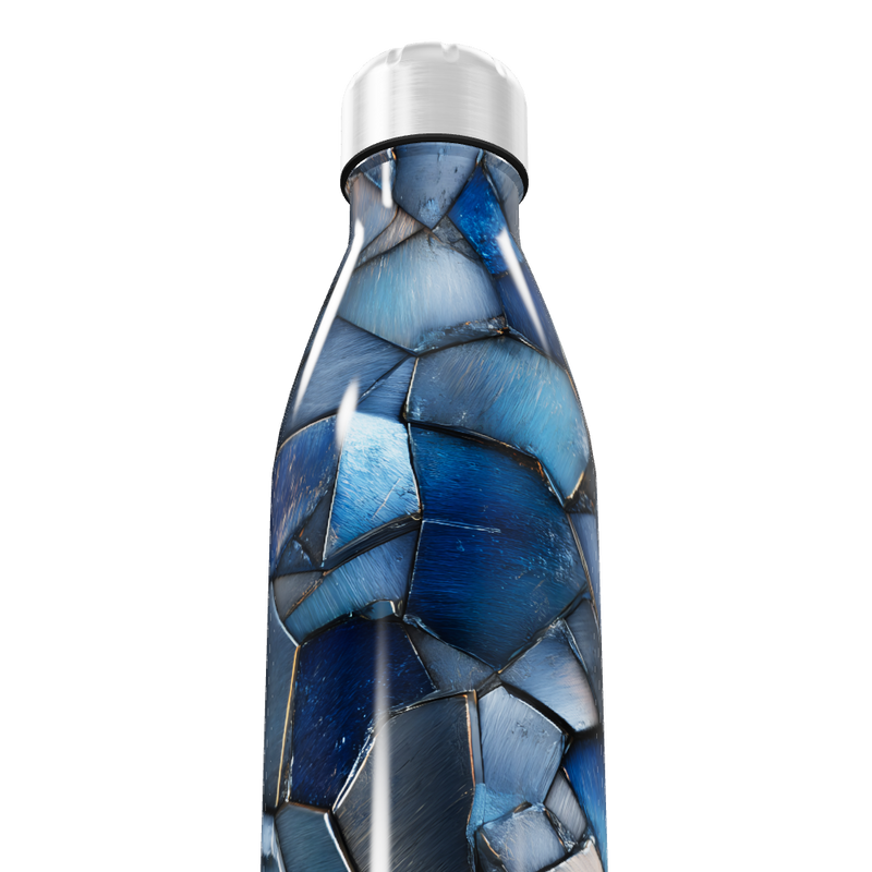 Garrafa Inox Azul - Estampa Geométrica