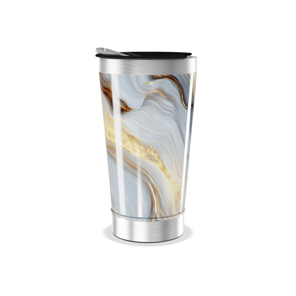 Copo Térmico - Mármore Azul e Dourado