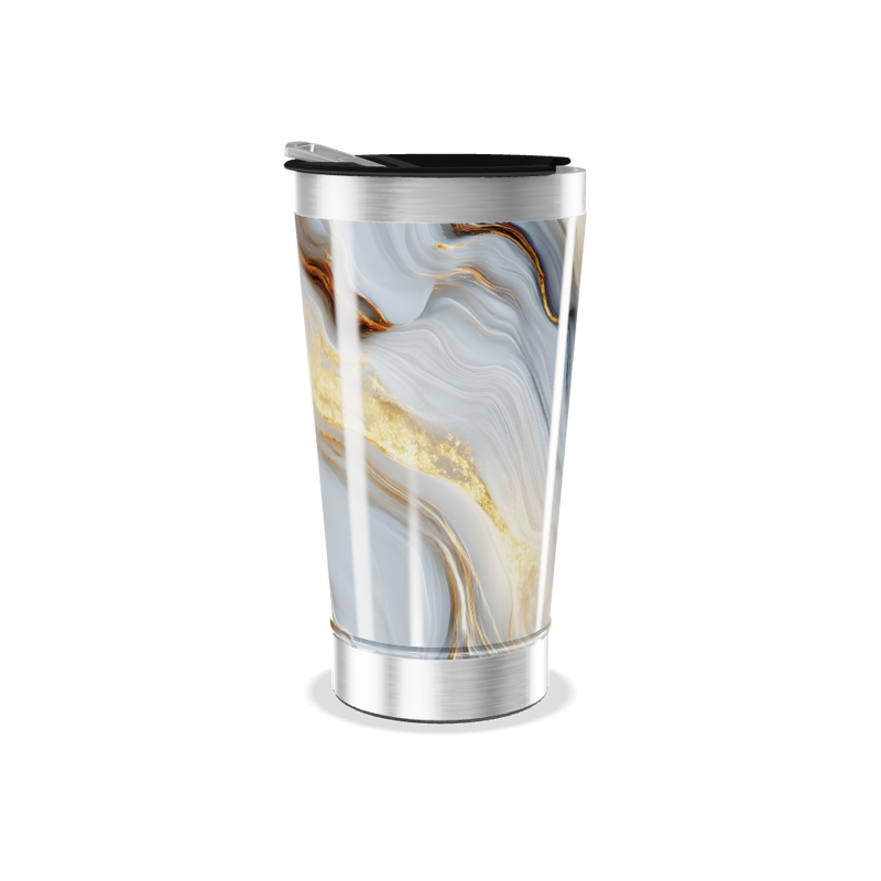 Copo Térmico - Mármore Azul e Dourado