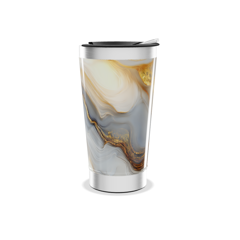 Copo Térmico - Mármore Azul e Dourado
