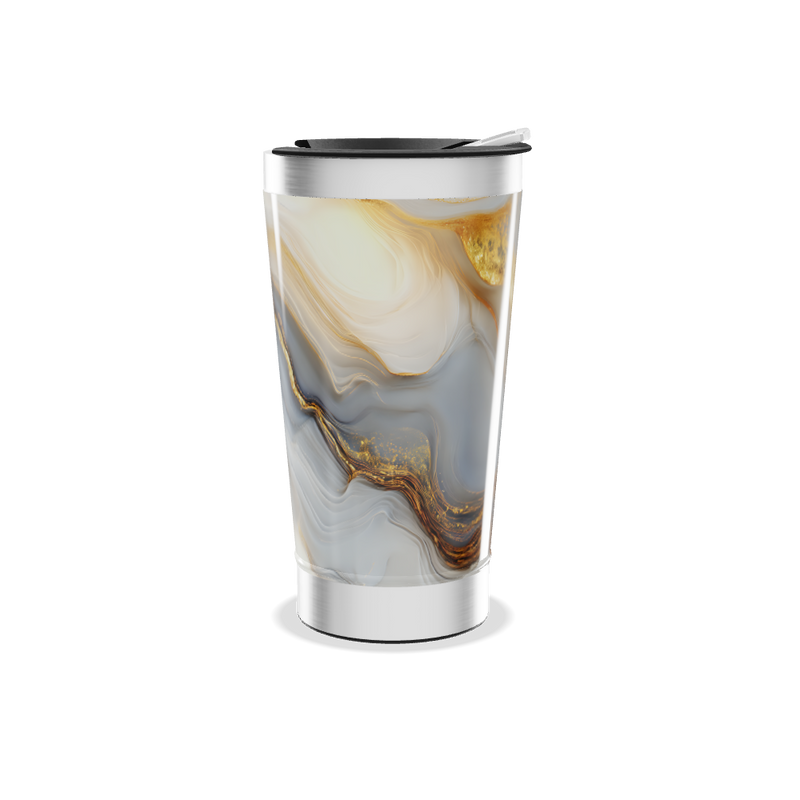 Copo Térmico - Mármore Azul e Dourado