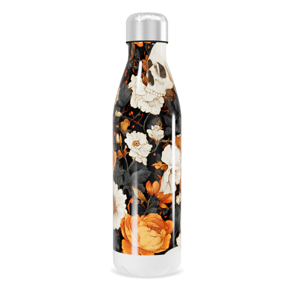 Garrafa Inox - Estampa Caveiras Flores