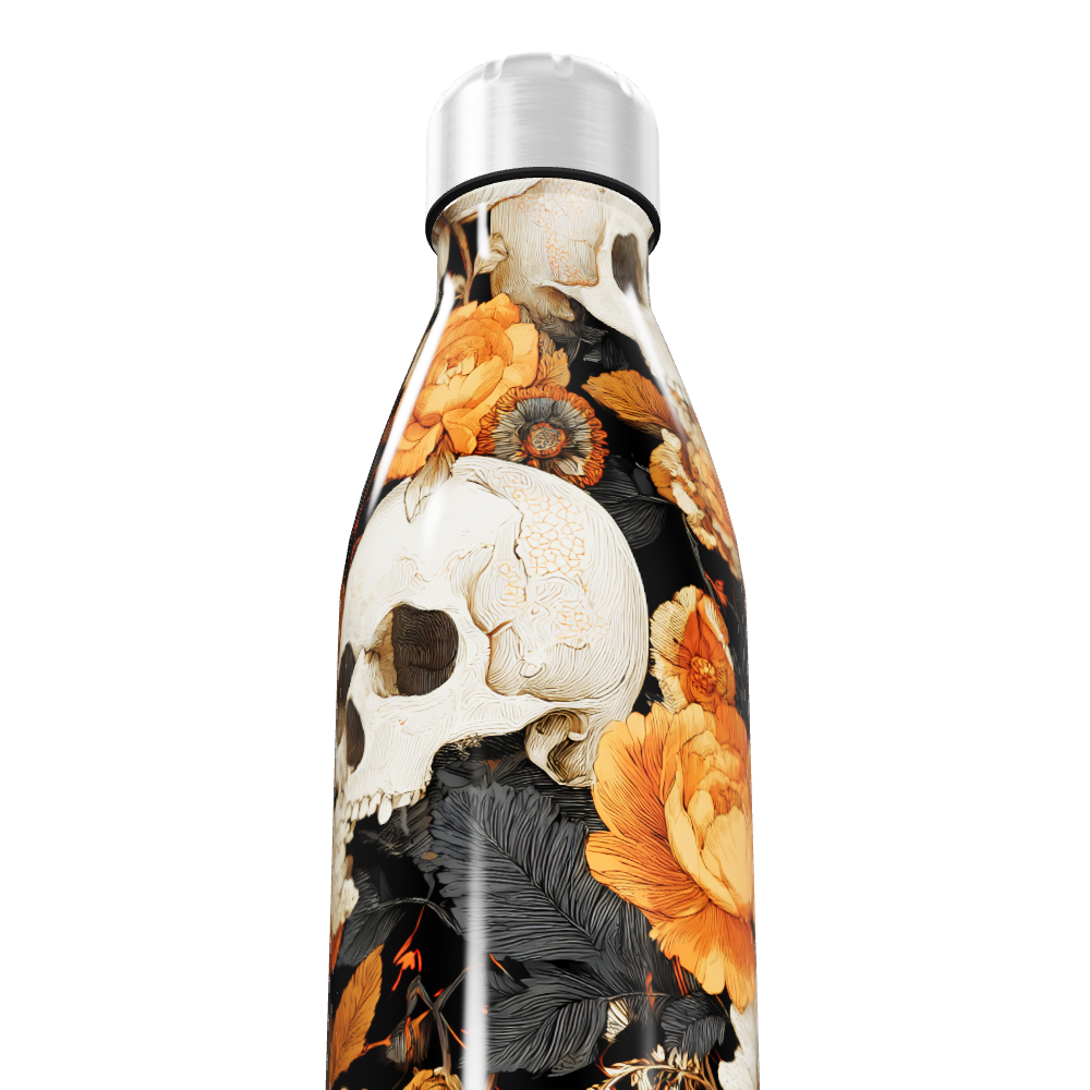 Garrafa Inox - Estampa Caveiras Flores