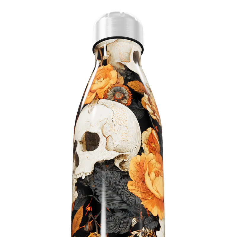 Garrafa Inox - Estampa Caveiras Flores