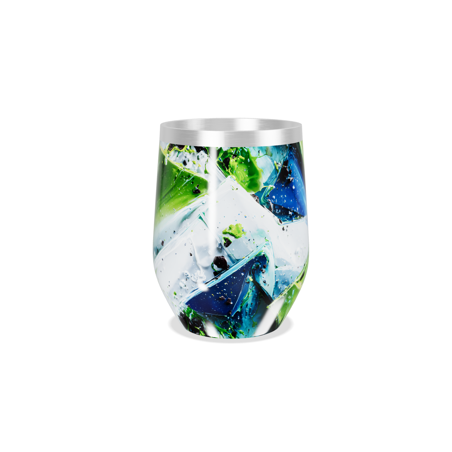 Copo Térmico Slim - Abstrato azul e verde aço inox