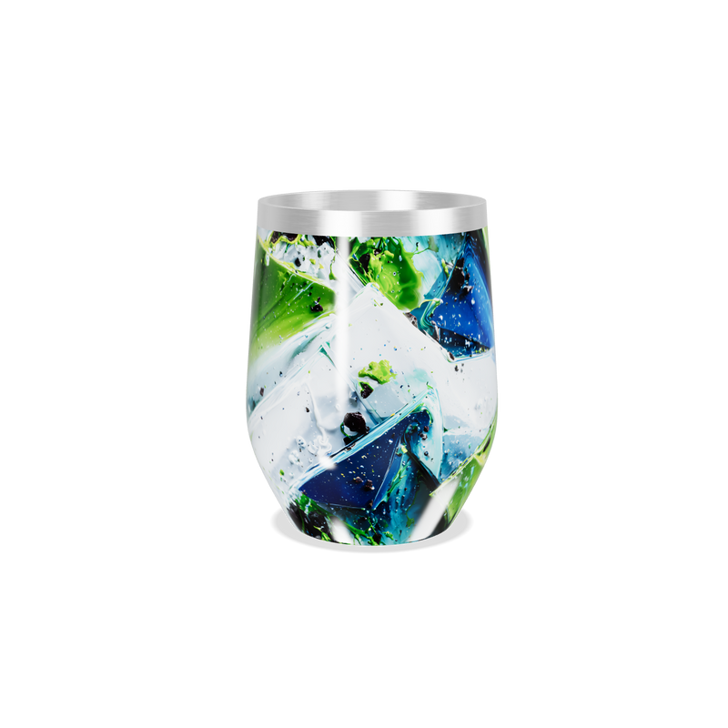 Copo Térmico Slim - Abstrato azul e verde aço inox