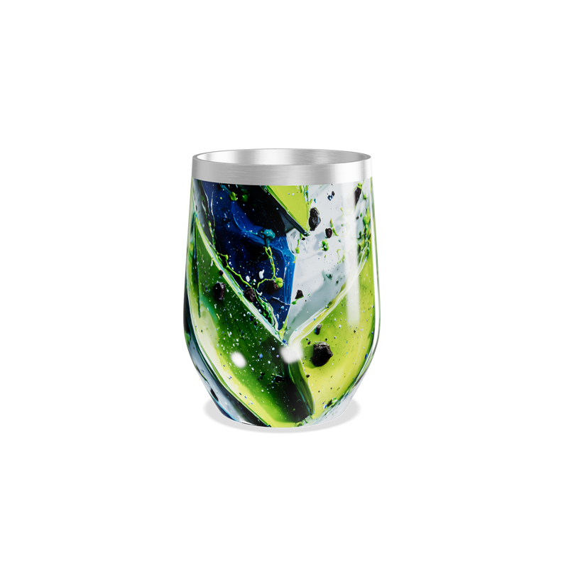 Copo Térmico Slim - Abstrato azul e verde aço inox