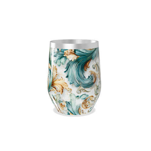 Copo Térmico Slim - Floral Verde Dourado