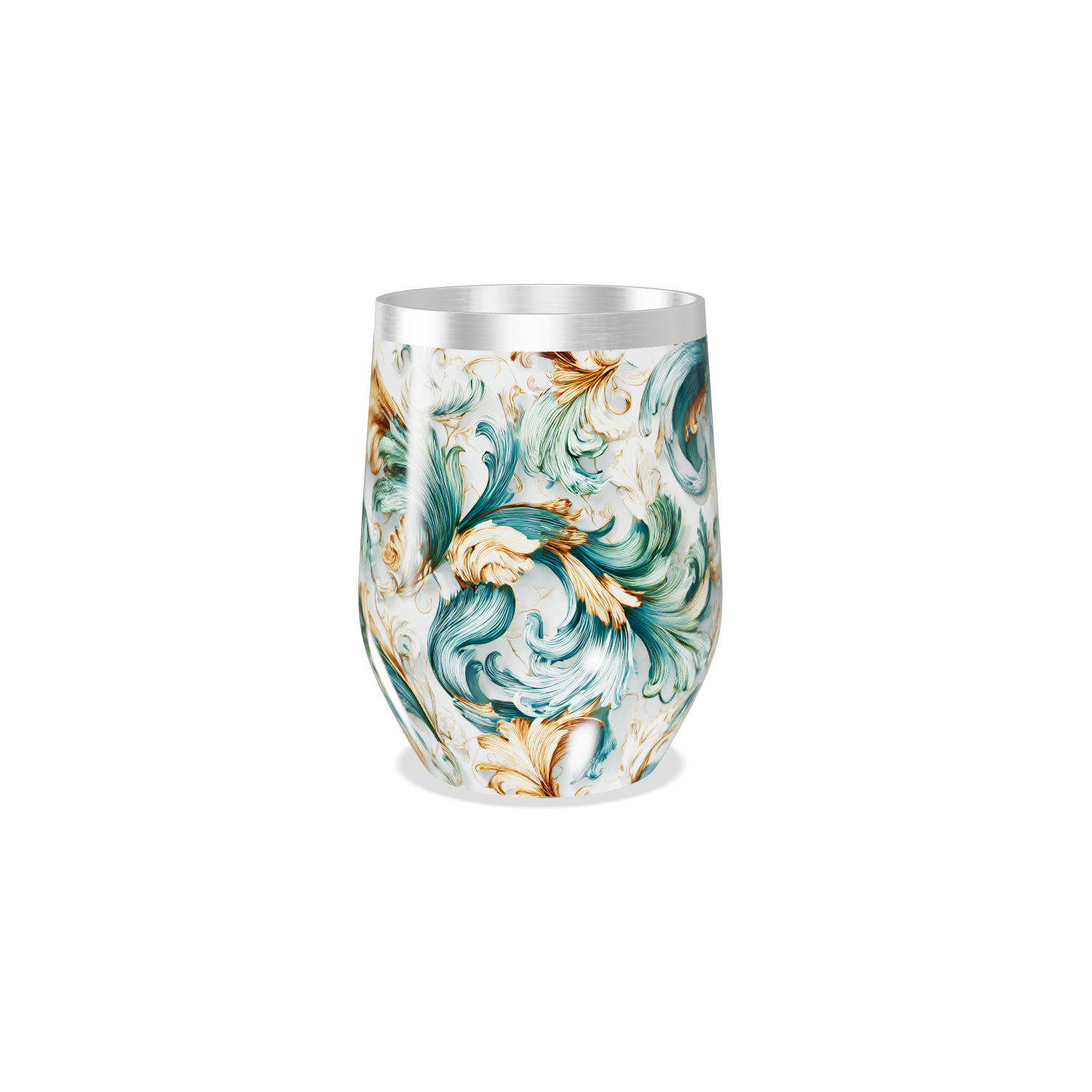 Copo Térmico Slim - Floral Verde Dourado