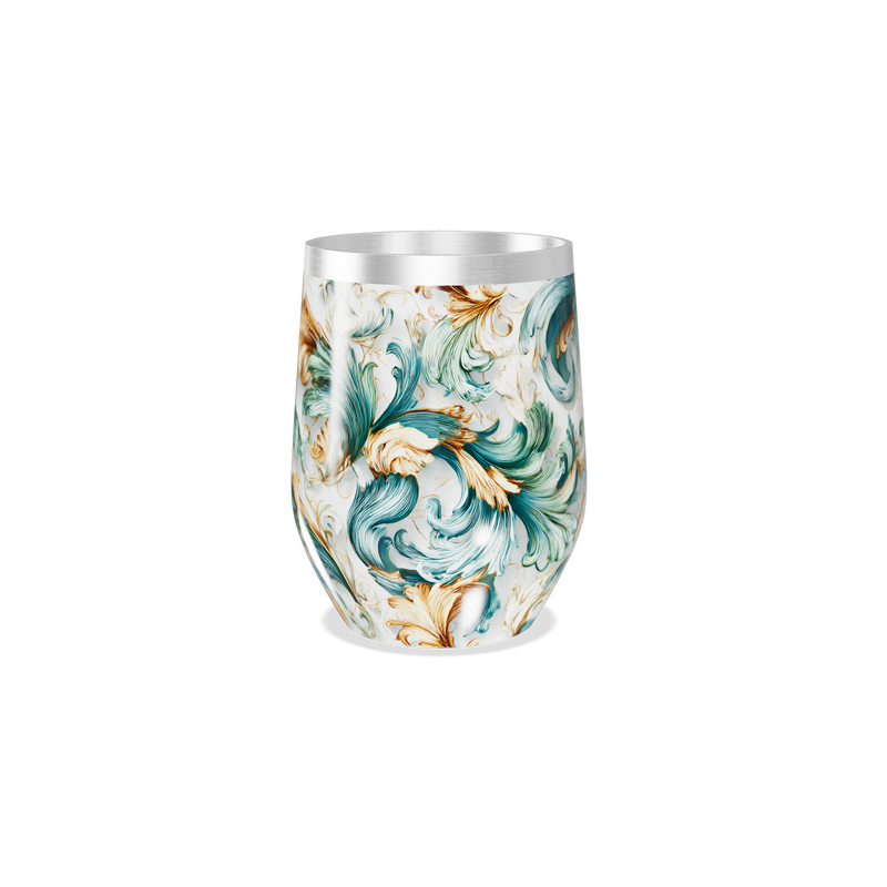 Copo Térmico Slim - Floral Verde Dourado