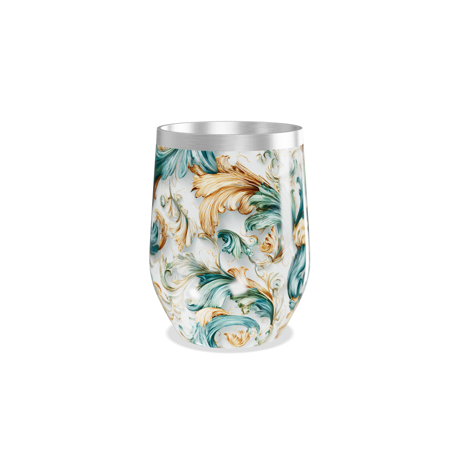 Copo Térmico Slim - Floral Verde Dourado